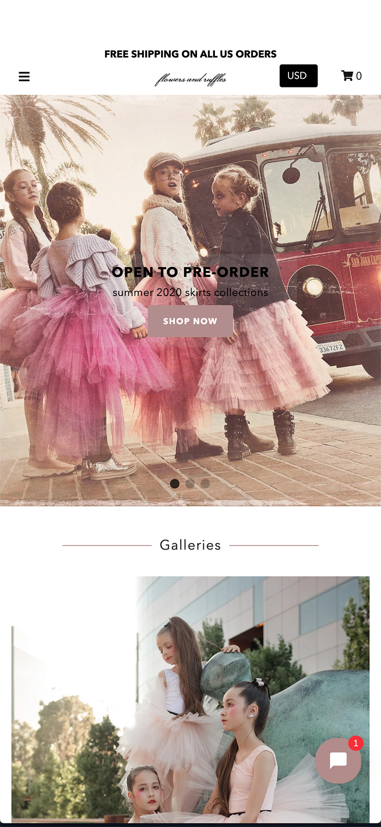 Flowers and Ruffles mobile website