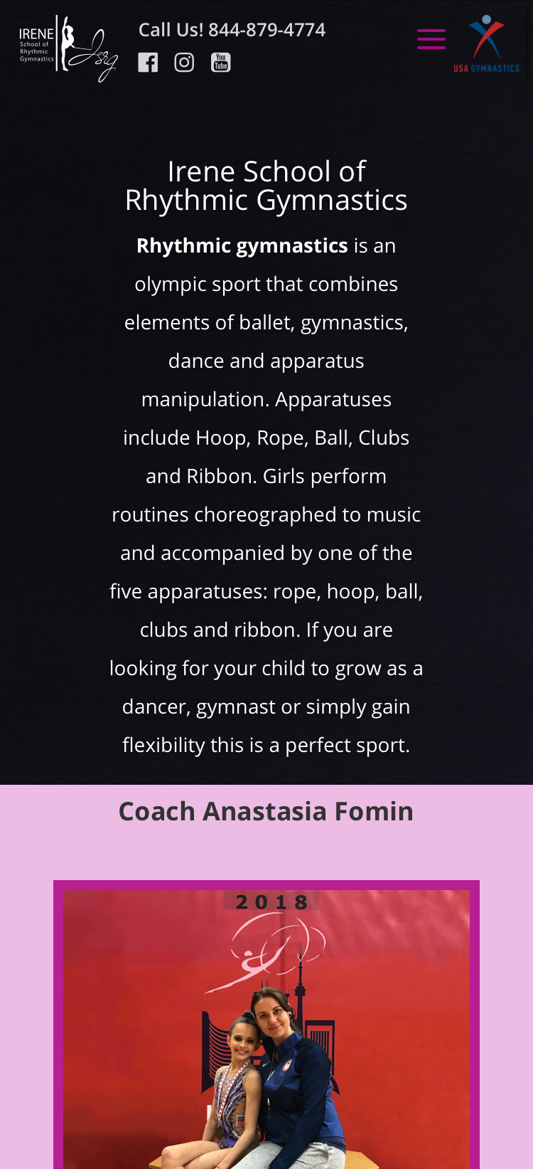 Irene School of Gymnastics mobile website