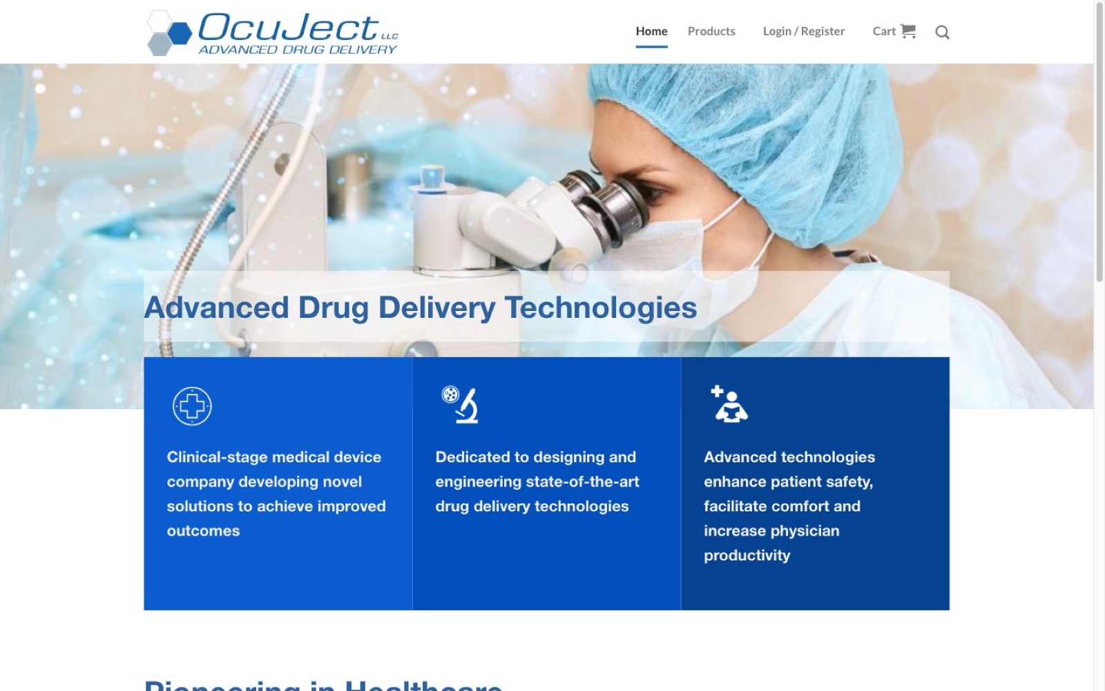 OcuJect desktop website