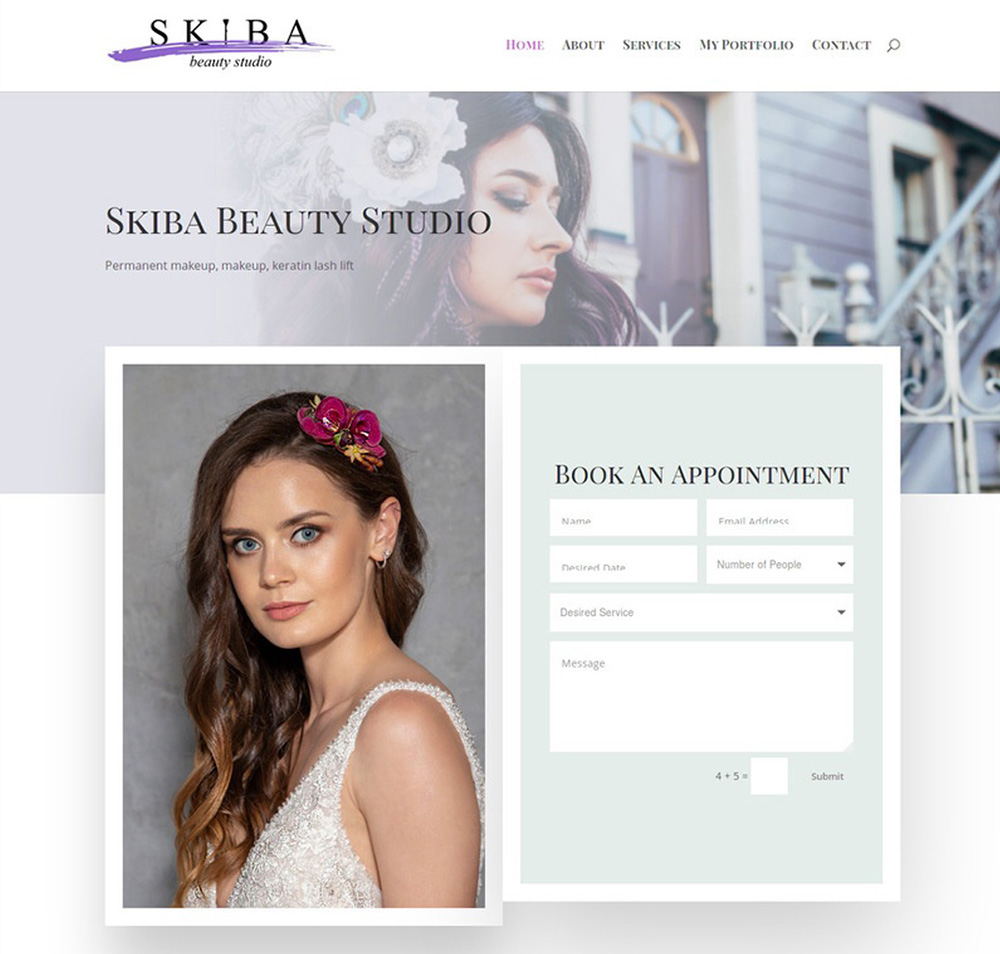 Skiba Beauty Studio desktop website
