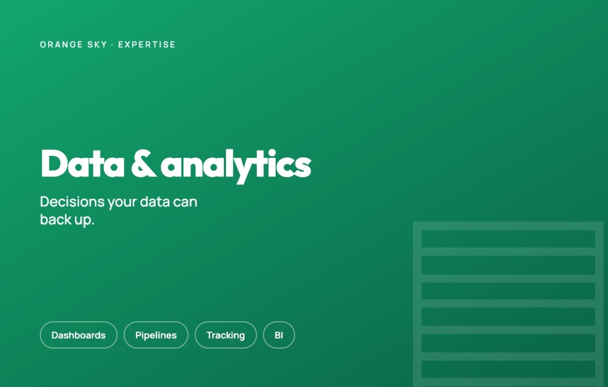 Data analytics, dashboards & BI — Orange Sky, Orange County CA
