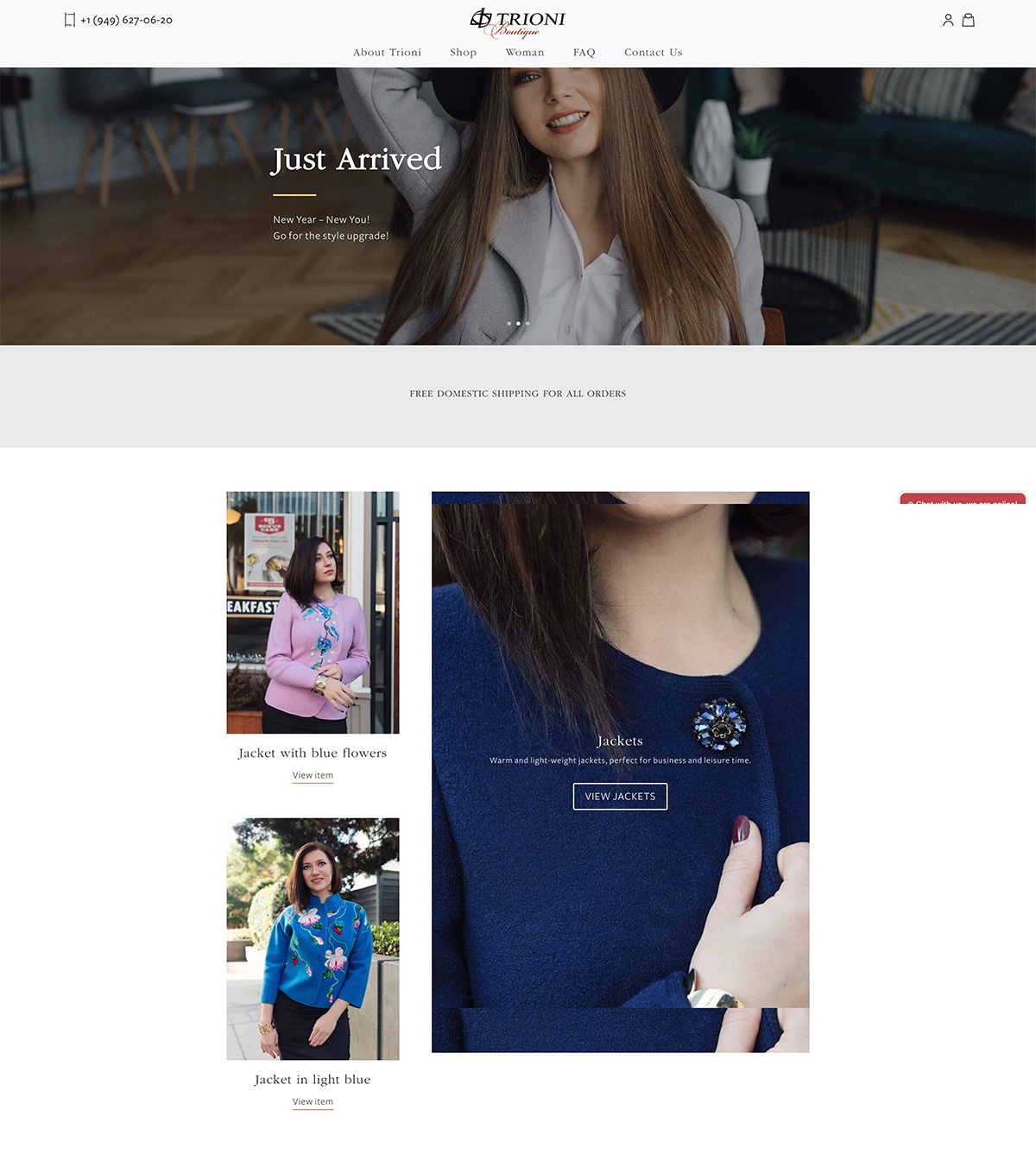 Trioni Boutique desktop website