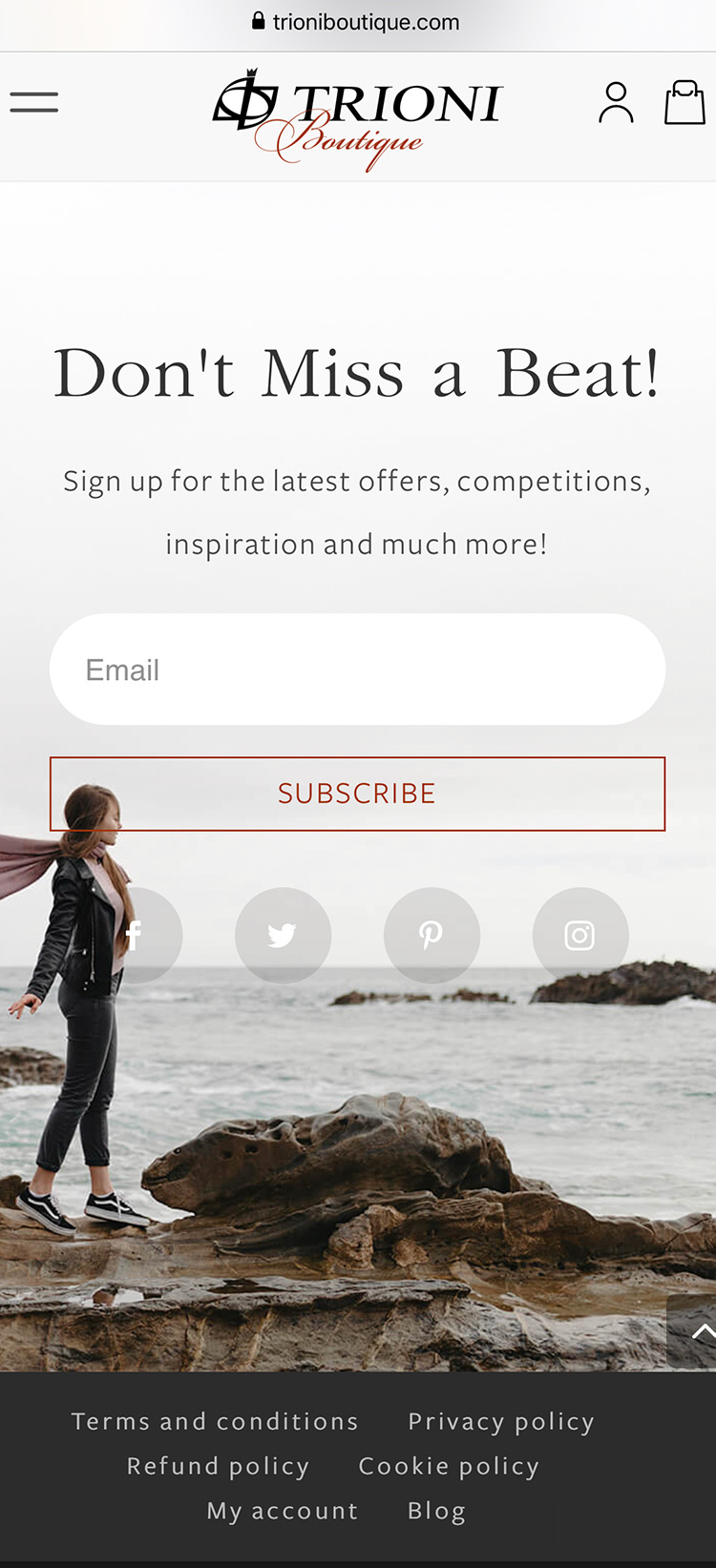 Trioni Boutique mobile website